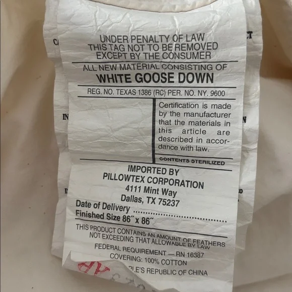 White goose down duvet full/queen - Picture 3 of 4